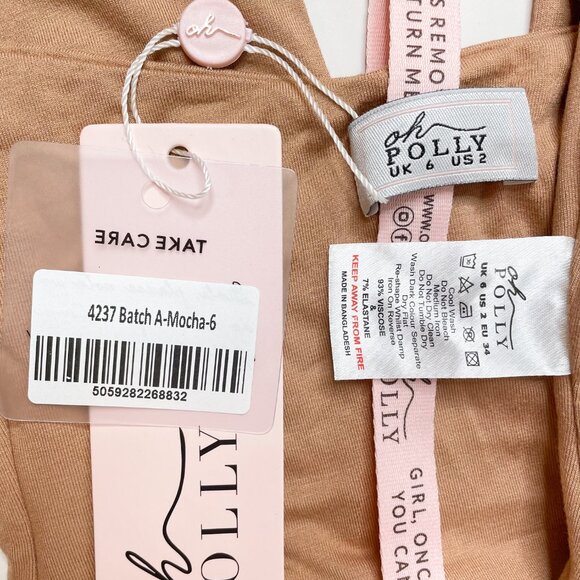 NWT OH POLLY Halter Bodysuit "Mocha" US 2 (UK 6) - Picture 4 of 5